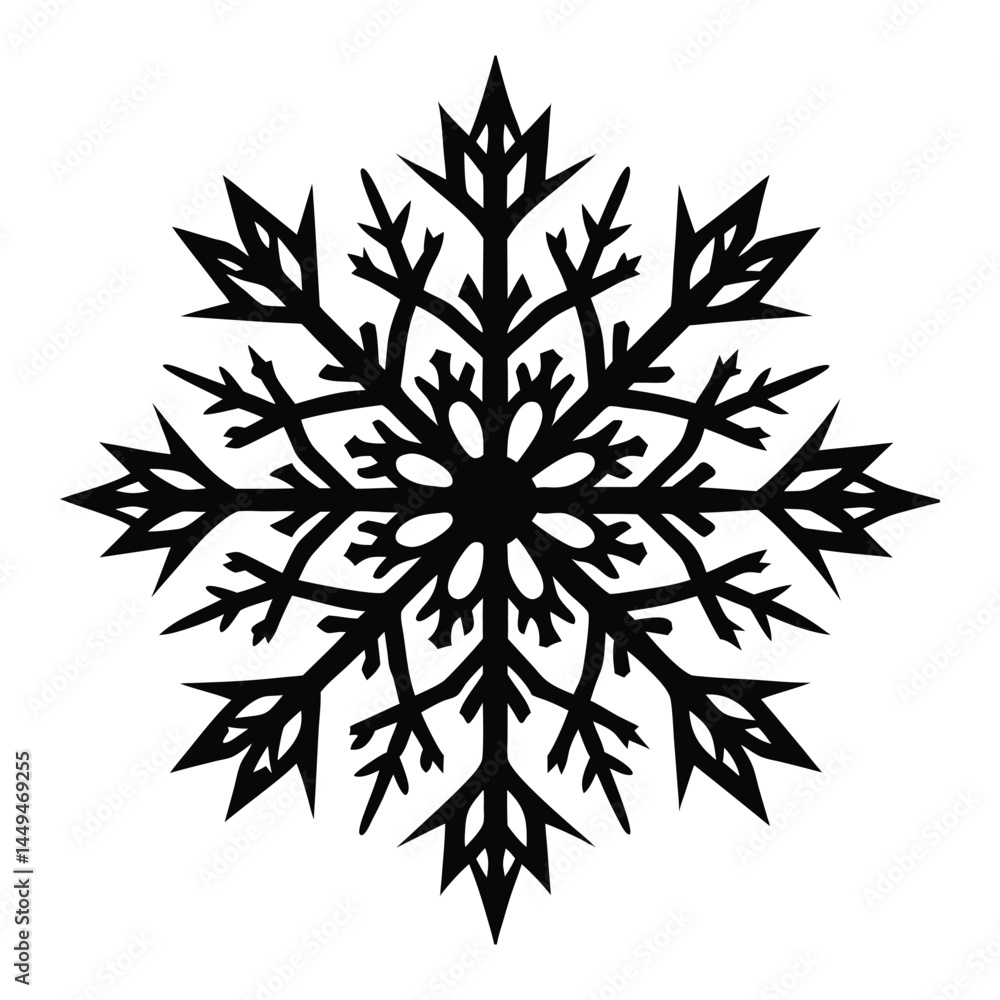 A snowflake shaped like a tree on white background A snowflake shaped like a tree on white background