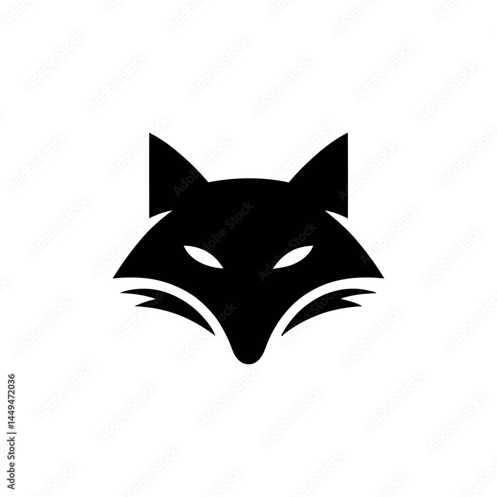 Fototapeta premium Minimalist Black Fox Head Logo
