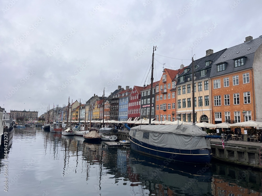 Fototapeta premium 2025 02 01 Copenhagen, Denmark: Canals side view in Copenhagen, Denmark