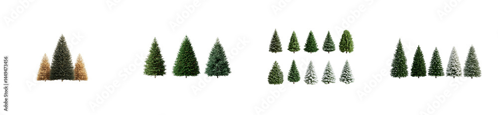 Assortment of evergreen fir christmas trees isolated. cut out transparent Assortment of evergreen fir christmas trees isolated. cut out transparent
