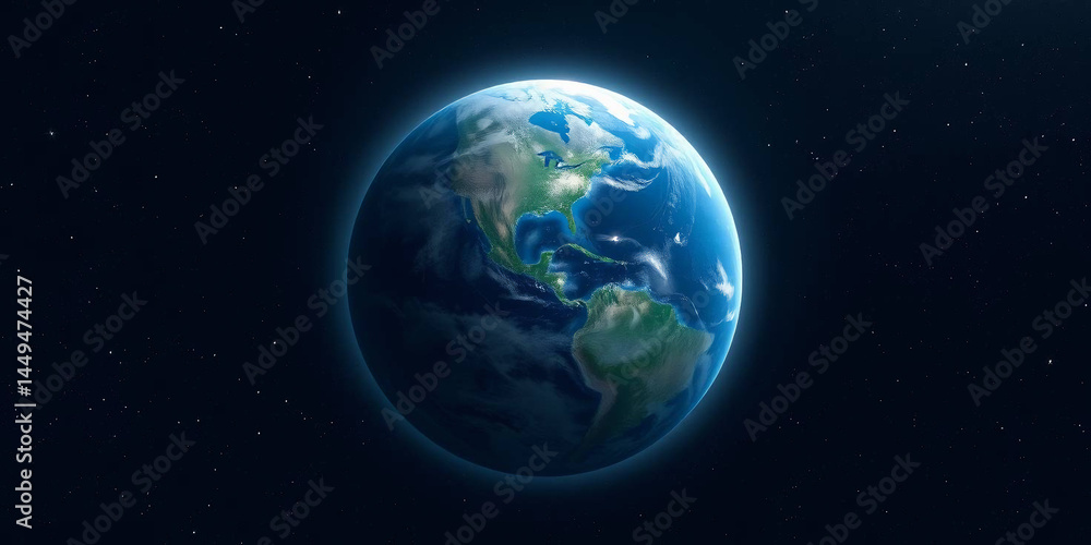 Obraz premium Digital illustration of Earth set against a backdrop of a star-filled universe