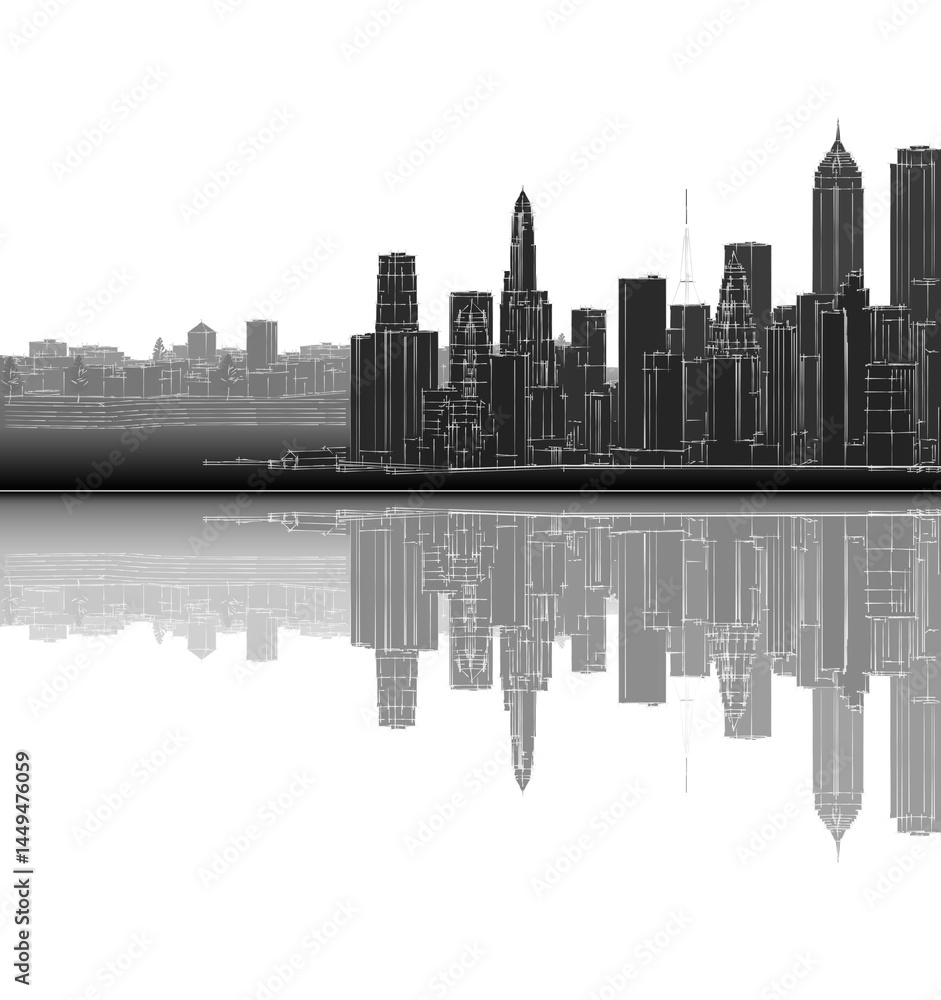 Obraz premium modern city metropolis 3d illustration