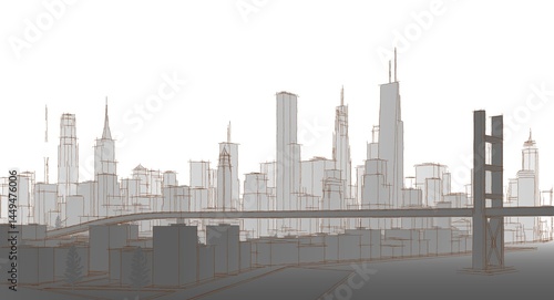 Photography modern city metropolis 3d illustration