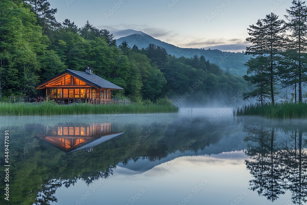 Fototapeta premium Mountain lake in the morning