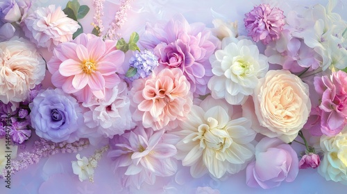 Beautiful pastel flower arrangement soft pink roses dahlias floral background image art white bloom macro color purple beauty spring summer