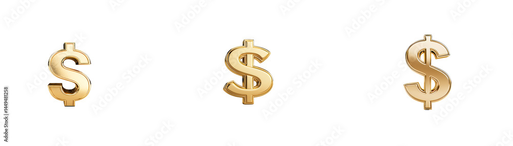 Currency symbols, three US dollar golden signs. cut out transparent Currency symbols, three US dollar golden signs. cut out transparent