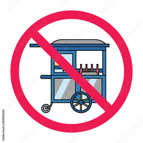 Prohibited to sell in this area, dilarang berdagang atau berjualan di area ini, no selling with cart at this area, rambu larangan PKL pedagang kaki lima