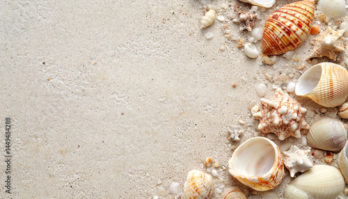 Sandy beach with beautiful seashell on summer