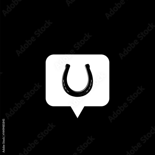Horseshoe Speech bubble icon isolated on black background