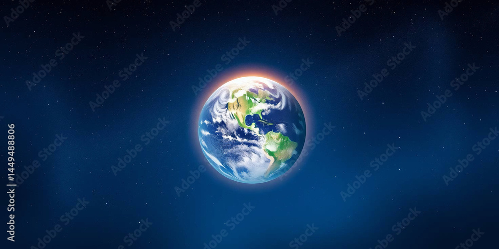 Fototapeta premium Digital illustration of Earth set against a backdrop of a star-filled universe