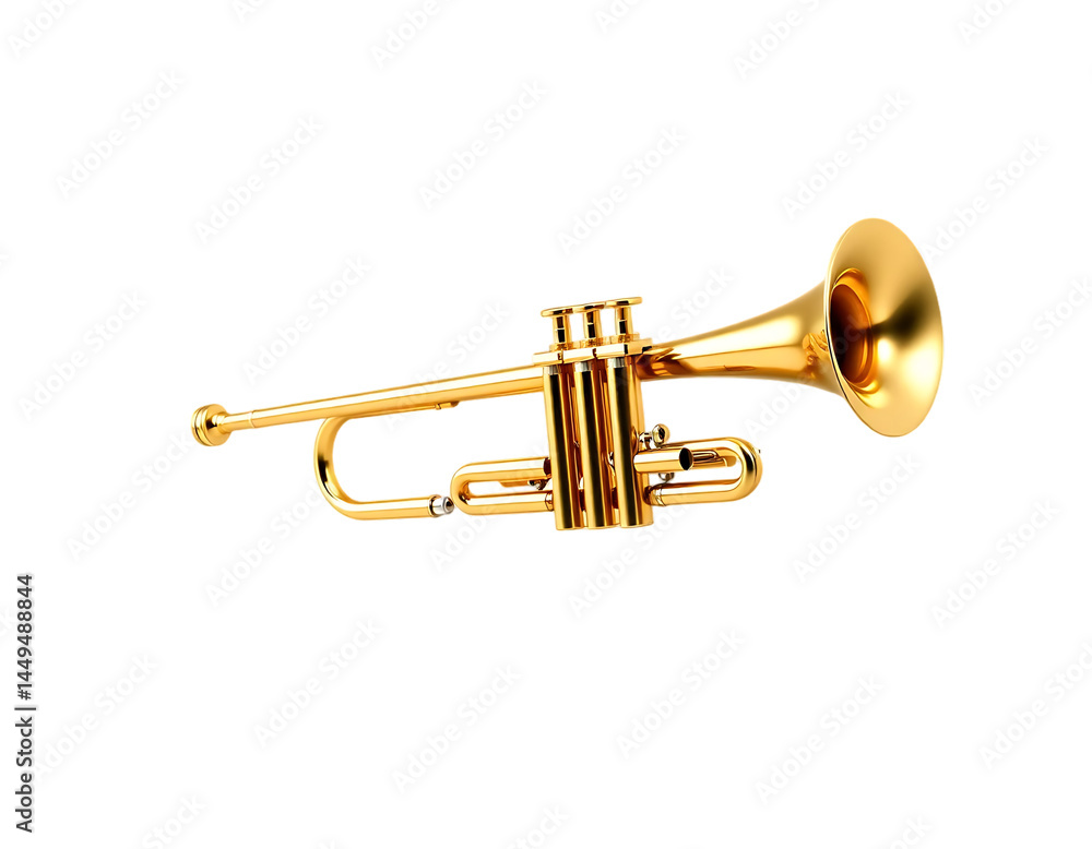 Naklejka premium Golden Trumpet Isolated on Transparent Background