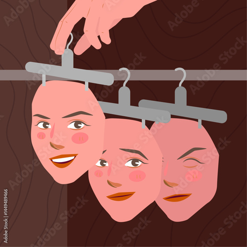 mental health woman fake dissociative identity disorder illustration