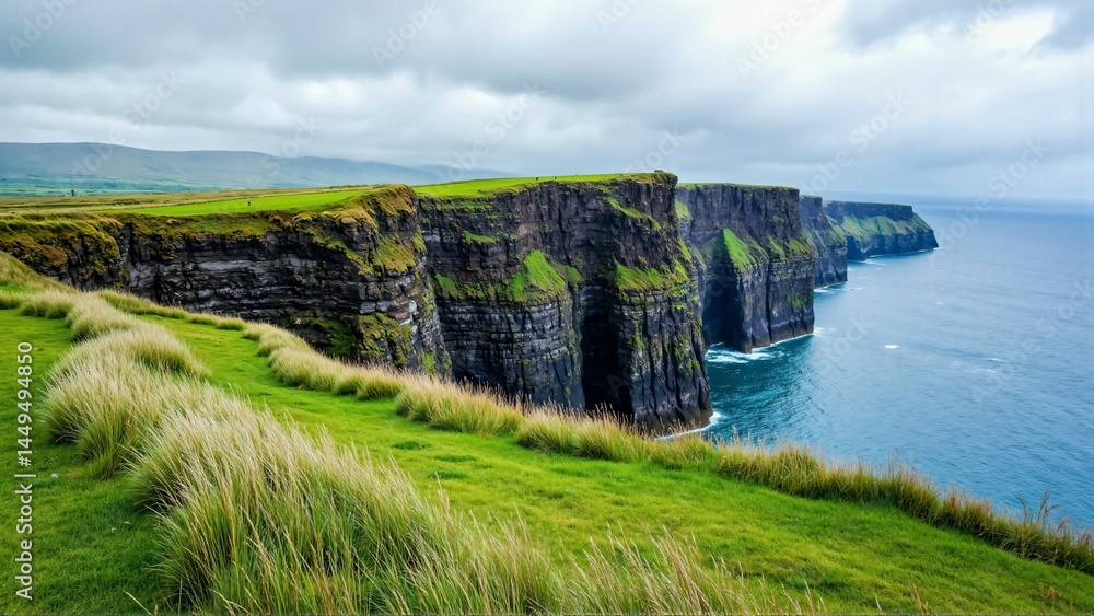 Dramatic Irish Coastal Cliffs with Turquoise Atlantic Dramatic Irish Coastal Cliffs with Turquoise Atlantic