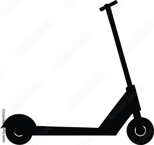 An escooter is displayed in a simple silhouette on a plain white background
