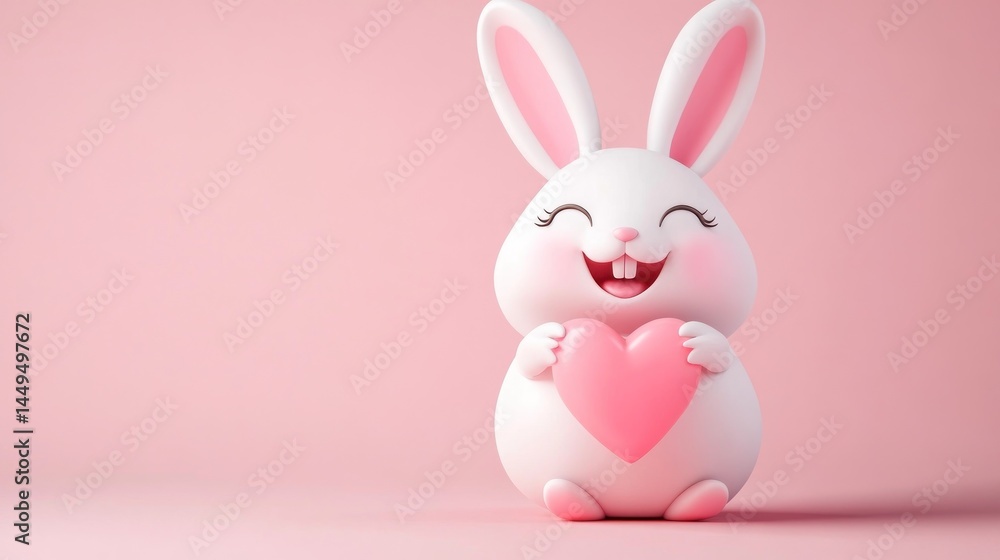 Cute cartoon rabbit holding a heart (4) Cute cartoon rabbit holding a heart (4)