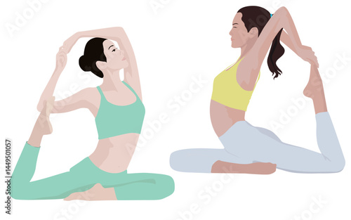 Yoga people illustration, exercise, meditation