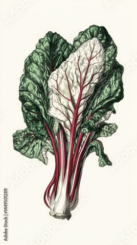 Vintage Botanical Illustration of Vibrant Beetroot Plant with Detailed Leaves and Stems