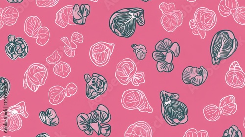 Elegant Botanical Pattern Design with Delicate Floral Motifs