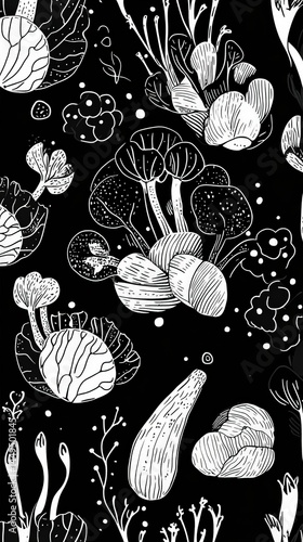 Stunning Black and White Botanical Art with Intricate Details