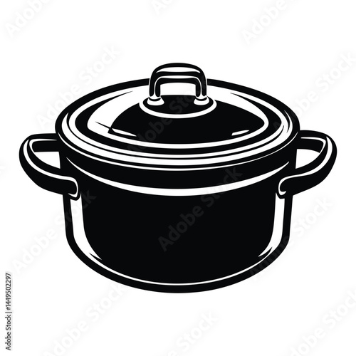 Pot line art vector illustration, electric pressure cooker, Cooking Pot Silhouette Vector