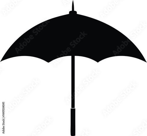 Bold black umbrella icon shows weather protection against rain and harsh weather