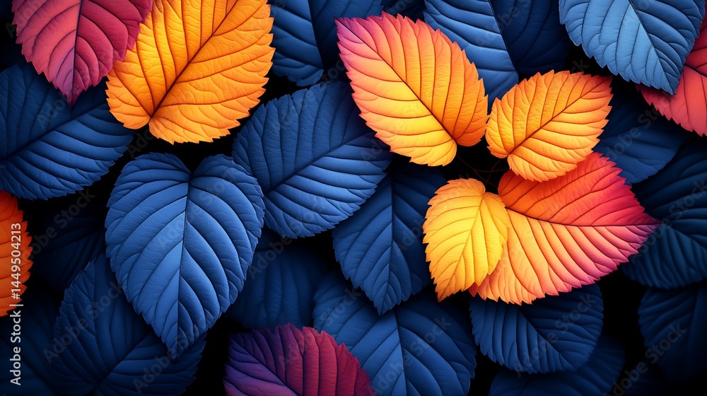 Artistic arrangement of colorful leaves design Artistic arrangement of colorful leaves design