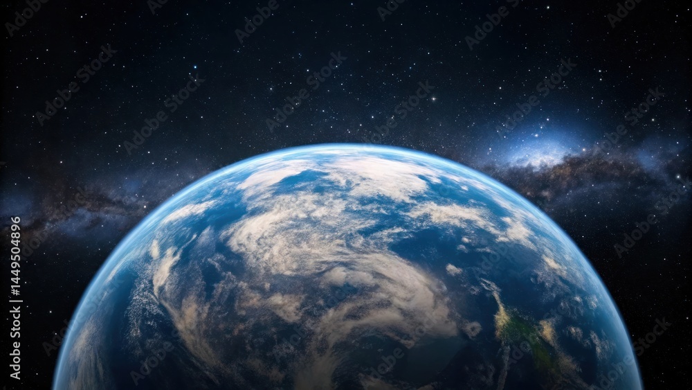 Naklejka premium Planet earth view from space with stars and galaxy background