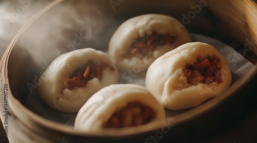 Steamed Buns in Bamboo Steamer: A Culinary Delight