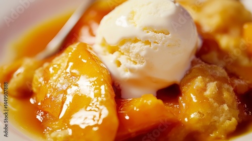 Peach Cobbler with Ice Cream: A Warm and Delicious Dessert