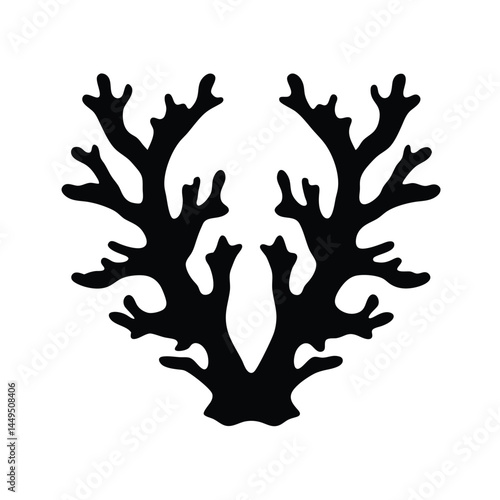 Black silhouette of coral reef, marine ecosystem illustration