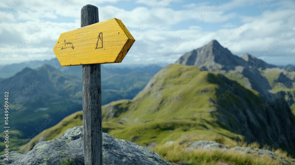 Mountaintop Trail Marker: Guiding Hikers Through Majestic Alps Mountaintop Trail Marker: Guiding Hikers Through Majestic Alps