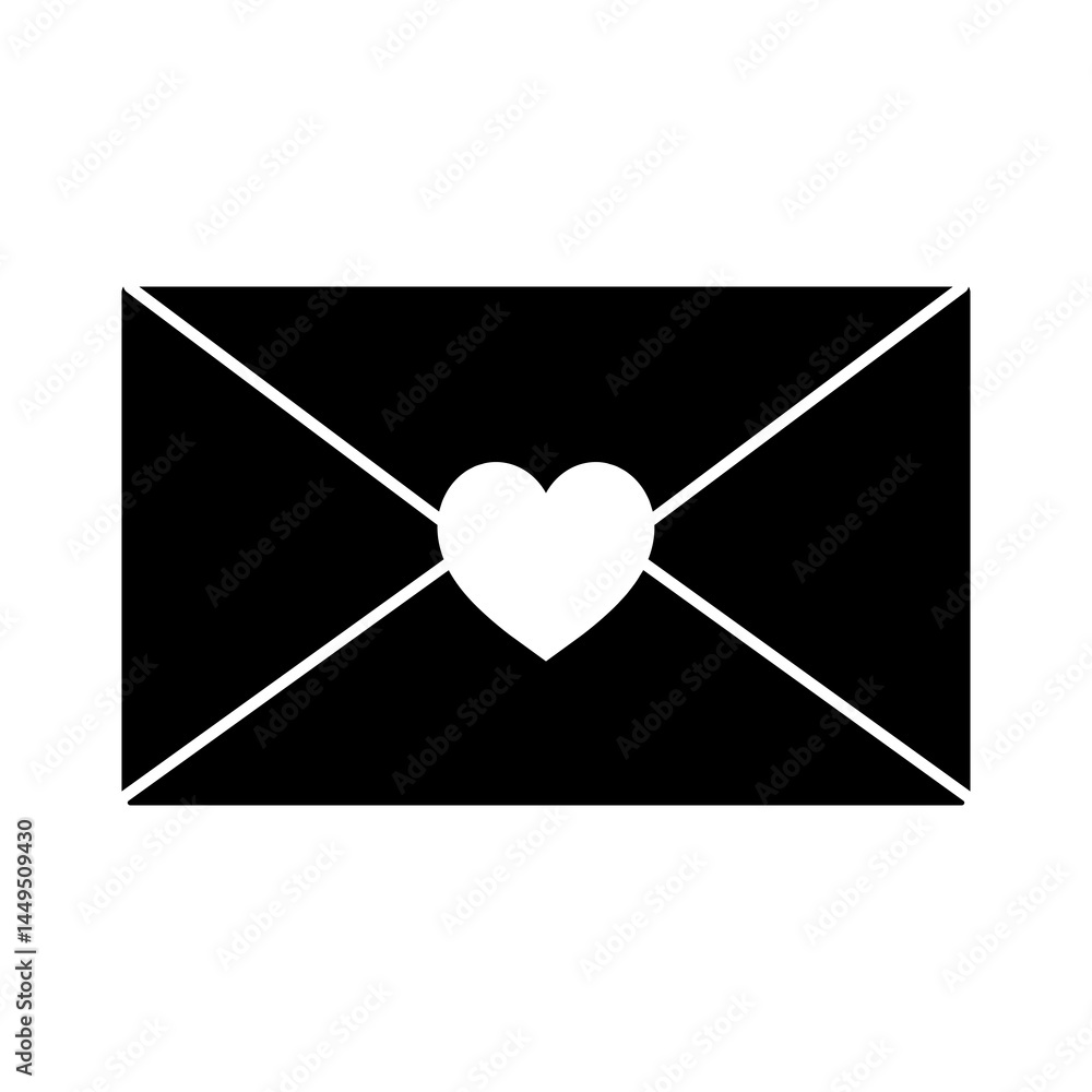 Minimal black silhouette vector of an envelope with a heart symbol. Perfect for Mother’s Day cards, love letters, greetings, romantic messages, and Valentine’s Day designs. Envelope with Heart – Love. Minimal black silhouette vector of an envelope with a heart symbol. Perfect for Mother’s Day cards, love letters, greetings, romantic messages, and Valentine’s Day designs. Envelope with Heart – Love.