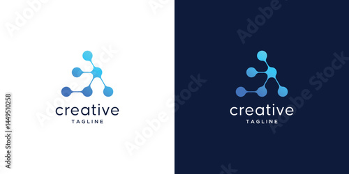 Innovation technology letter A dot logo design, initial S for symbol business tech, internet, system, Artificial Intelligence and computer. inspiration, creative icon set logo design modern