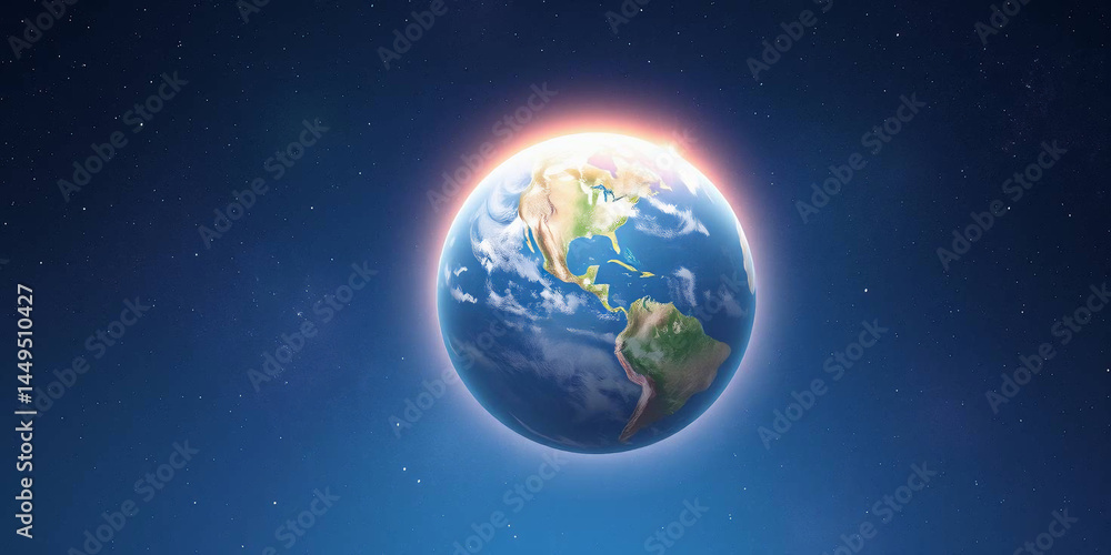 Fototapeta premium Digital illustration of Earth set against a backdrop of a star-filled universe