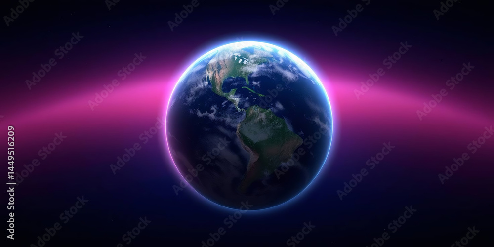 Fototapeta premium Digital illustration of Earth set against a backdrop of a star-filled universe