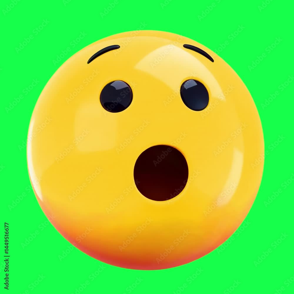 Surprised 3d emoticon character animation, transparent 4K video, green screen Surprised 3d emoticon character animation, transparent 4K video, green screen