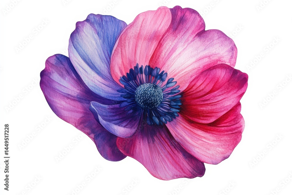 Fototapeta premium Vibrant floral illustration of a single poppy blossom.