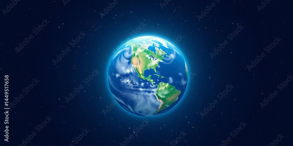 Fototapeta premium Digital illustration of Earth set against a backdrop of a star-filled universe