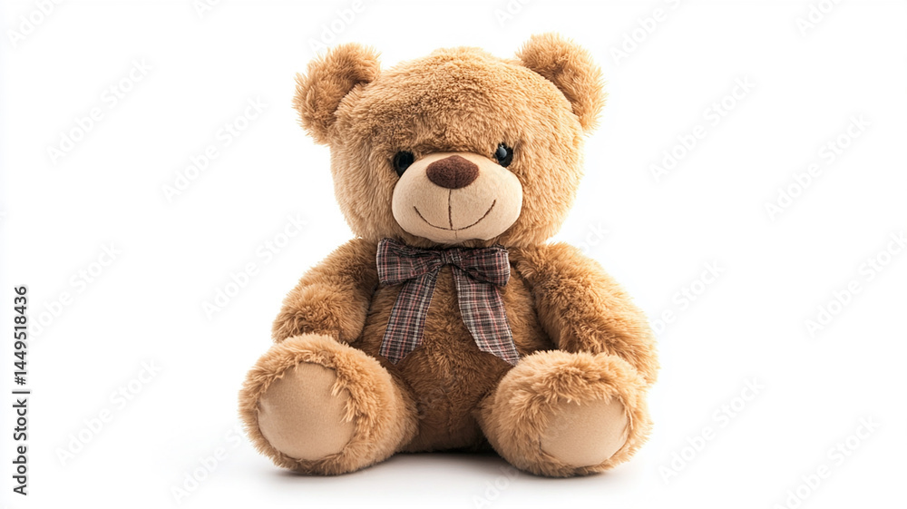 Fototapeta premium Teddy bear plush toy, isolated on white background