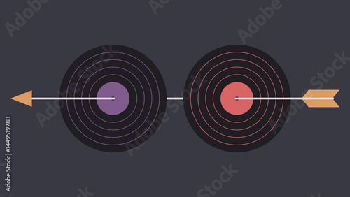 Vinyl records pierced by arrow