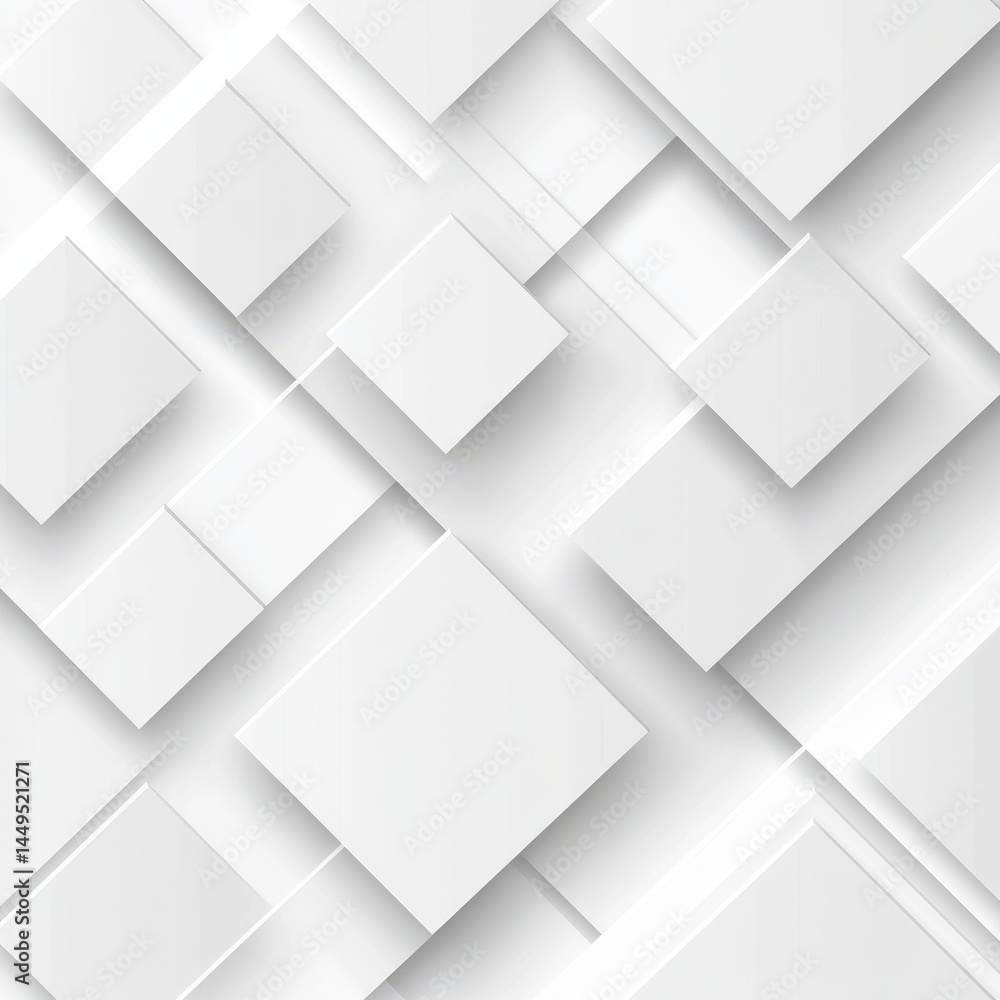 Fototapeta premium Modern white and light grey square overlapped pattern on background with shadow. white background. Minimal geometric white light background abstract design. Elegant white and grey Background.