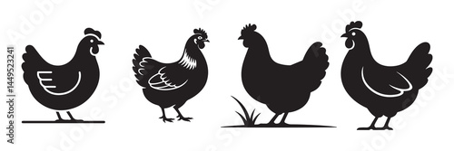 Cock and chicken silhouette vector illustration eps 10