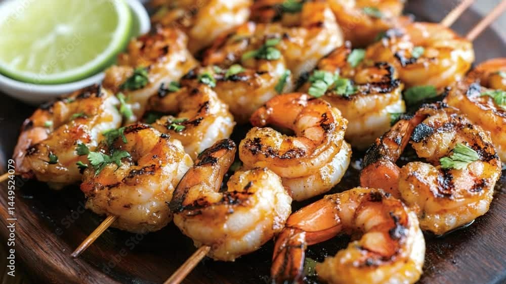 Delicious Grilled Shrimp Skewers with Lime Delicious Grilled Shrimp Skewers with Lime