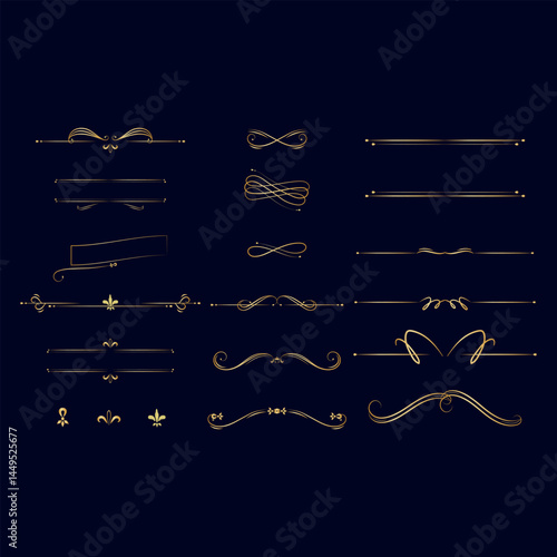 Text dividers doodle set. Wedding decorative elements. Divider ornament, borders, floral, vintage line separators. Hand drawn vector illustration isolated on white background. Set page dividers
