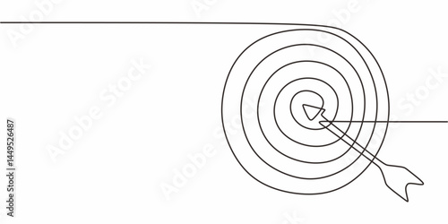 Minimalist One Line Style Arrow Target. Stuck Focus Success Symbol Vector.