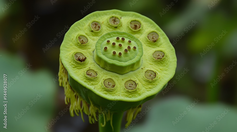 Closeup Green Lotus Seed Head Nature Macro Photography Closeup Green Lotus Seed Head Nature Macro Photography