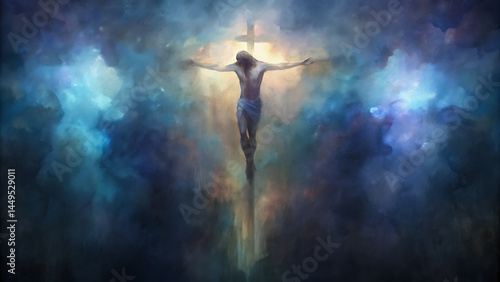 Wallpaper Mural Good Friday Abstract Watercolor of Jesus Crucifixion Christian Painting Torontodigital.ca