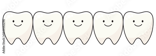虫歯のない健康な歯のベクターイラストセット