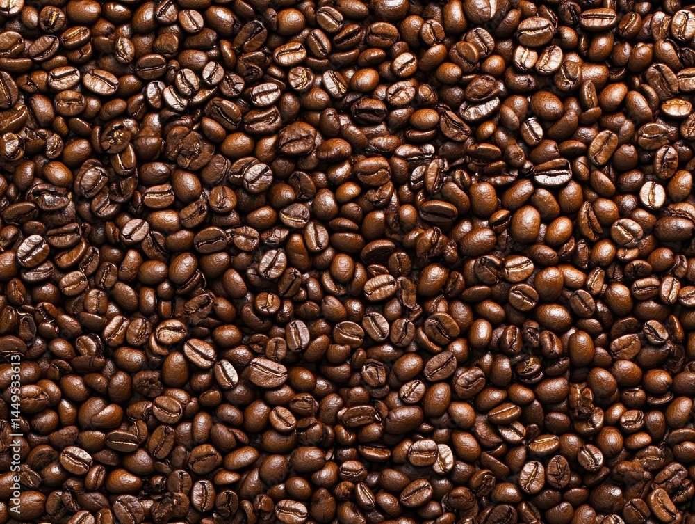 Aromatic coffee beans background with rich brown hues and inviting texture perfect for coffee lovers