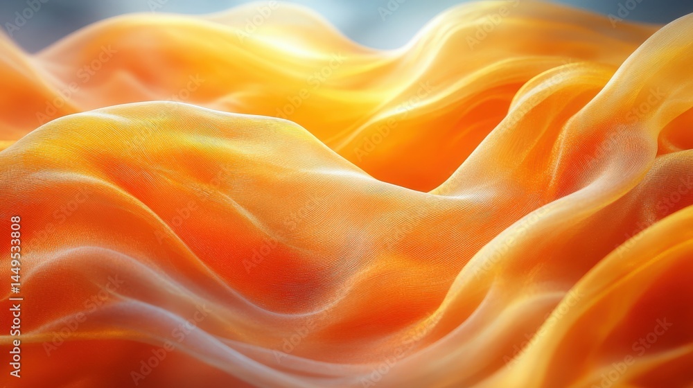 Fototapeta premium Abstract waves of vibrant amber fabric floating gently in a seamless flow